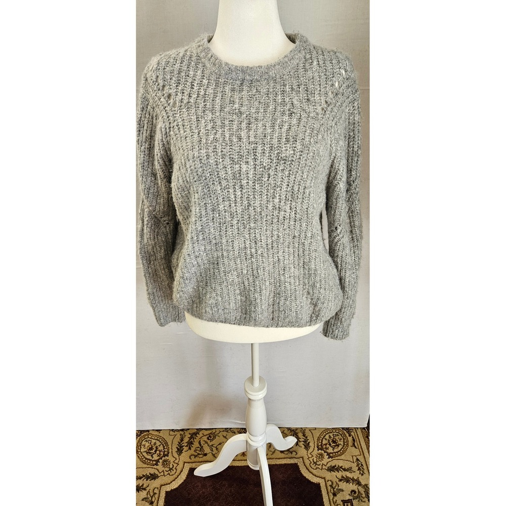 Olivaceous Grey Chunky Ribbed Knit Wool Blend Sweater JT19-114 Womens Small